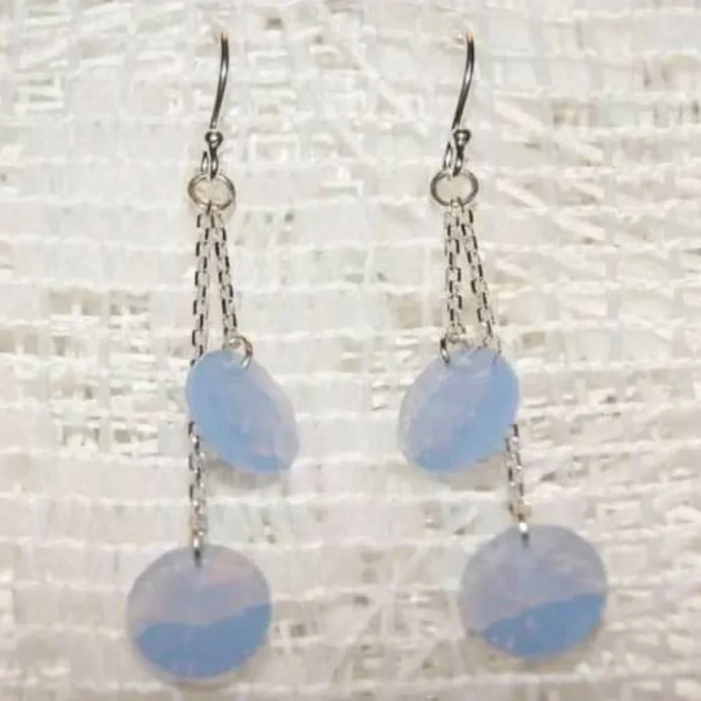 Handmade Rivoli Opal Swarovski Crystal & Sterling Silver Earrings